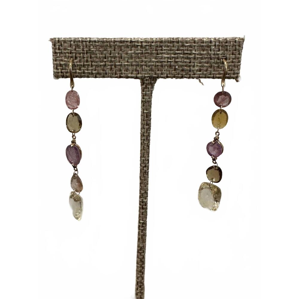 NEW 5 OCTOBRE n2 earrings in 14k, diamond, sapphire, citrine, topaz